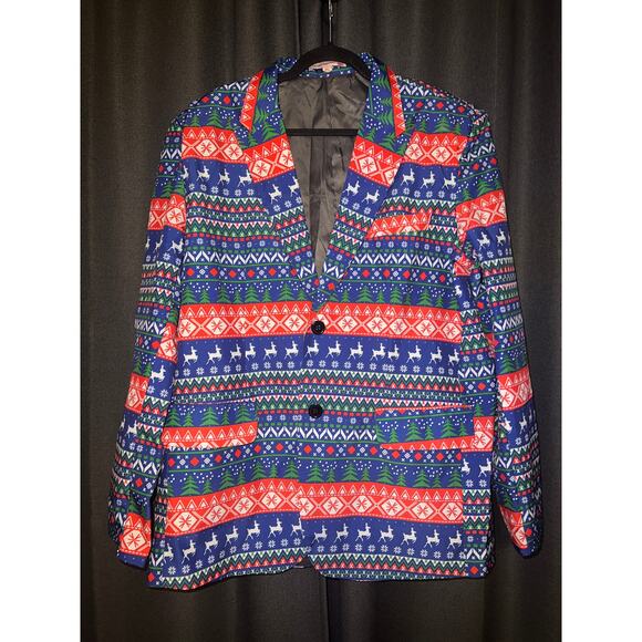 Ugly Christmas Sweater Xmas Size Large Blazer Jacket - Picture 1 of 3